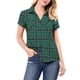 thumbnail image 5 of Camisas de cuadros para mujer Inspire Chic, con cuello de punta y botones, color verde L, 5 of 7