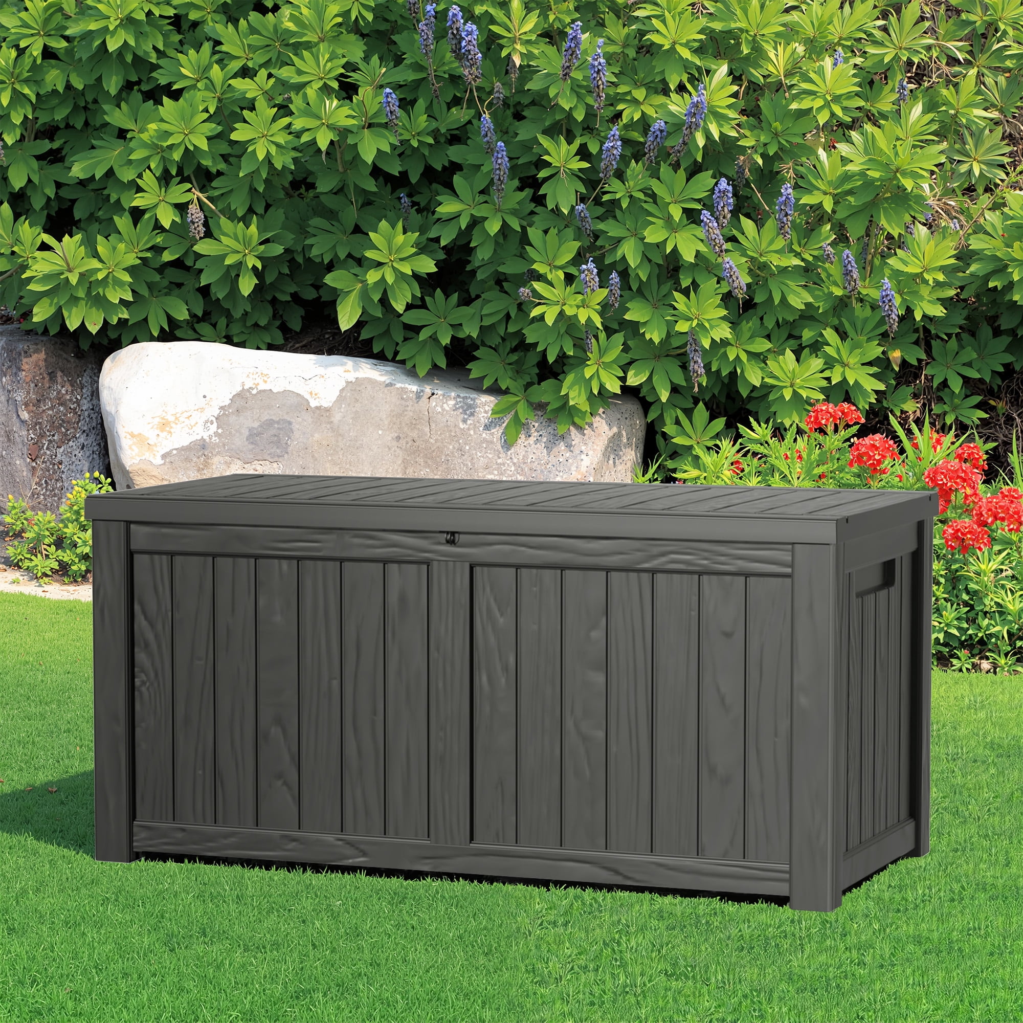 MAYEERTY 120 Gallon Outdoor Deck Box, Large Capacity Storage Box for Patio Furniture Cushions, Pillow Outdoor Indoor, Black