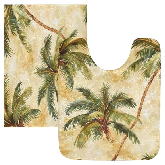 Ryvnso Retro Palm Trees Bathroom Shaggy Rugs Toilet Mat Soft Contour Rug