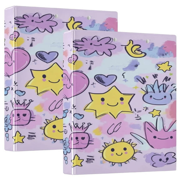 WOBOGO Graffiti Elements Pattern File Folders Extra Large Capacity to Hold 200 Sheets of Documents Hard Shell Ring Binder for School Home Office