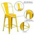 thumbnail image 5 of Flash Furniture Commercial Grade 24" High Yellow Metal Indoor-Outdoor Counter Height Stool with Removable Back, 5 of 12