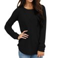 thumbnail image 3 of Women Long Sleeve Top, Polyester Fabric Fashionable Off Shoulder Shirt Loose Fit Pure Color Round Neck For Dating For Work ANGGREK Otros, 3 of 6