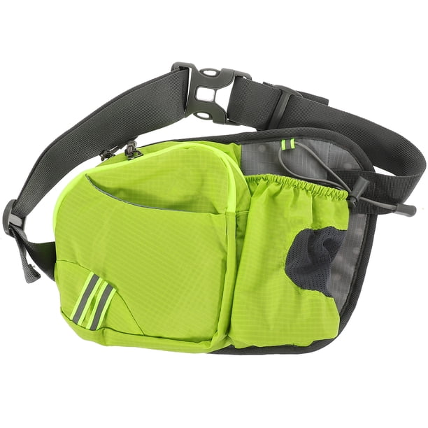 Riñonera deportiva para correr, con soporte para botella de agua, para viajes, senderismo, ciclismo y acampada (verde)