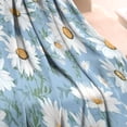 thumbnail image 3 of Lightblue Daisy Flower Green Leaves Pattern Blanket,Comfortable Soft Lamb Wool Throw Blanket,All Season,Warm Lightweight Blankets for Sofa Bed Couch Living Room Chair,30"x40", 3 of 4