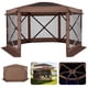 thumbnail image 1 of Carpa plegable VEVOR tipo cenador, 3,6 x 3,6 m, carpa de camping grande de 6 lados con techo desmontable y bolsa de transporte, refugio solar con mosquitera para 8-10 personas, color marrón., 1 of 9