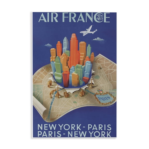 Stupell Industries Air France Vintage Travel Advertisements Painting Unframed Art Print Wall Art, 10 x 15