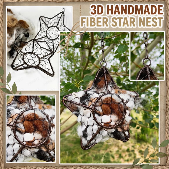 Handmade Alpaca Fiber Star-Shaped Bird Nest: Nest Material Holder & Winter Shelter for Wild Birds & Hummingbirds – Perfect Garden Art Gift for Bird Lovers (1PC)