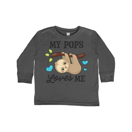 

Inktastic My Pops Loves Me with Sloth and Hearts Gift Toddler Boy or Toddler Girl Long Sleeve T-Shirt