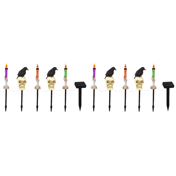 Soporte Manos Esqueleto Solar Lámpara Cuervo Halloween Impermeable (5 Piezas)
