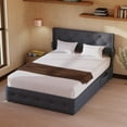 thumbnail image 3 of Queen Size Bed Frame with Storage - Lift Up Storage Bed with Modern Wingback Headboard, USB Ports, Dark Grey, 3 of 6