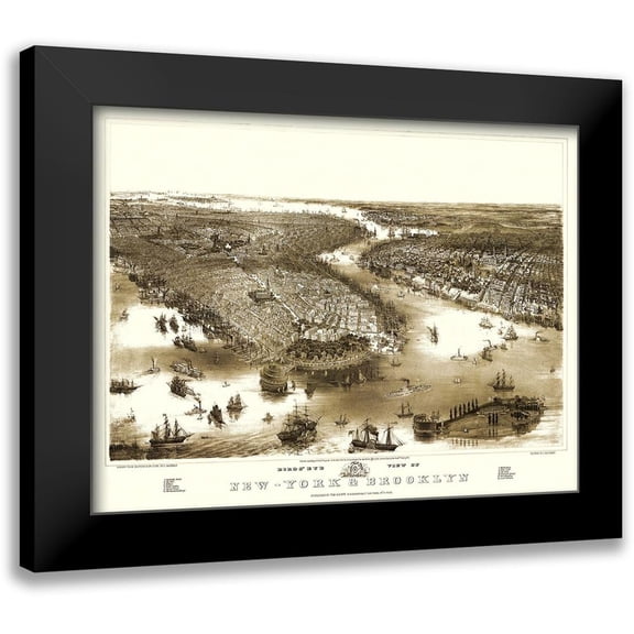 Guerber 14x12 Black Modern Framed Museum Art Print Titled - New York Brooklyn New York - Guerber 1851