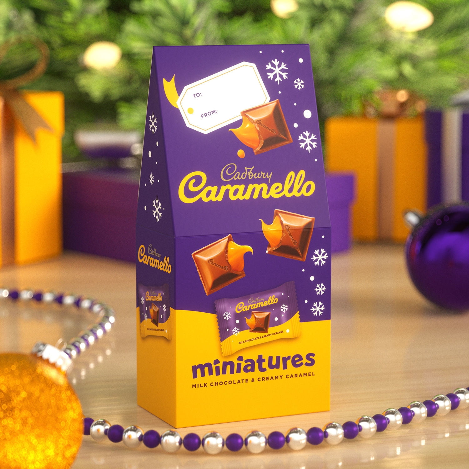 (3 pack) Cadbury Caramello Miniatures Milk Chocolate Caramel Christmas Candy, Gift Box 2 oz