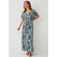 thumbnail image 4 of Ellos Plus Size Stretch Knit Fit And Flare Elbow-Length Sleeve Tie-Back Maxi Dress, 4 of 5