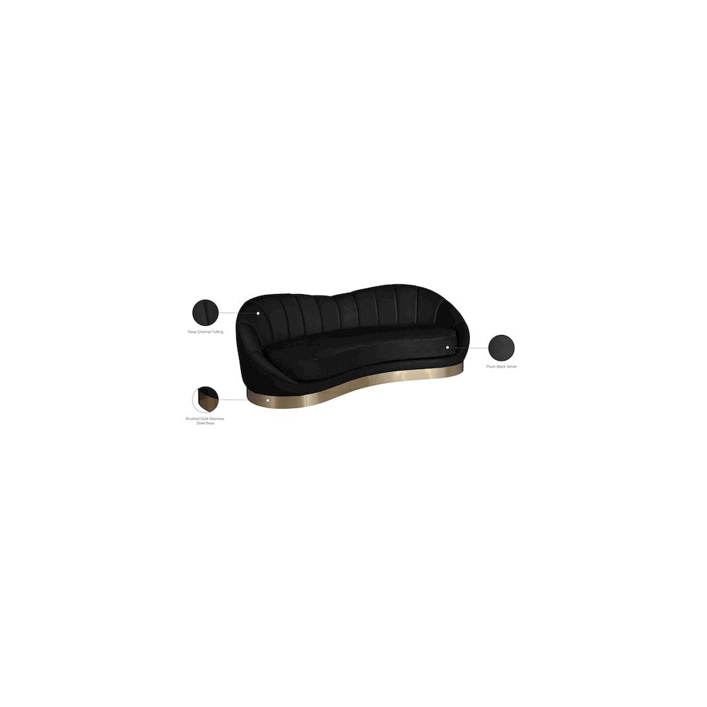 Meridian Furniture Shelly Black Velvet Sofa