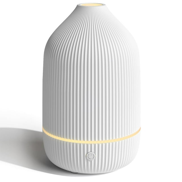 WJCA 100ml Aromatherapy Diffuser, Ultrasonic Cool Mist Humidifier with 7-Color LED Lights & Auto Shut-Off, for Home or Office Use, White.