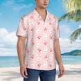 thumbnail image 2 of KLL Men's Hawaiian Shirt Short Sleeve Button Down Beach Shirts-Rabbit And Cherry, 2 of 5