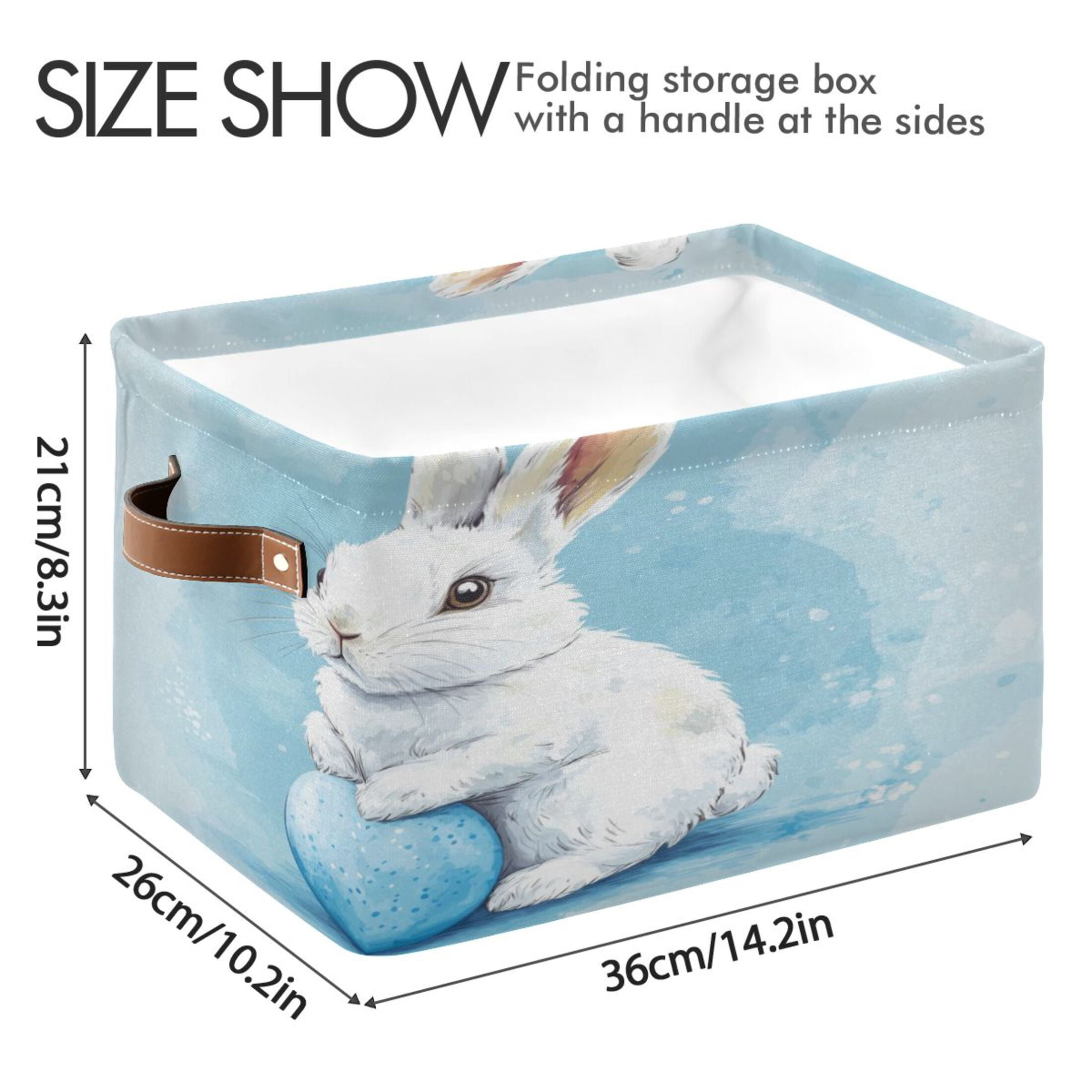 Square Storage Basket 14.2*10.2*8.3 Inch One Sizex2 Shelf Basket Open Home Storage Bins Bedroom Storage Basket Closet Storage Stylish Decor Blue Easter Bunny