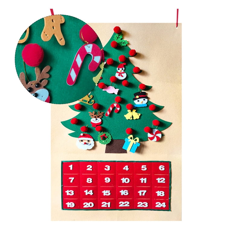 1pc DIY Felt Christmas Advent Calendar Christmas Tree Ornaments Xmas Decors  - Walmart.com