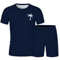 thumbnail image 5 of LEKDFST Men's 2 Piece Short Sets Graphic Print Short Sleeve T Shirts and Drawstring Shorts Clothing Set Navy XS, 5 of 5