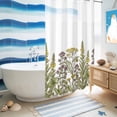 thumbnail image 5 of No Hook Shower Curtain, Watercolor Flowers Shower Curtains for Bathroom with See Through Top Window, Vintage Country Floral Leaves Spring Waterproof & Washable Bath Curtain Narrow 54"x78", 5 of 9