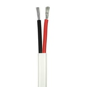 12/2 AWG Duplex Flat DC Marine Wire - Tinned Copper Boat Cable -25 Feet - White PVC Jacket, Red/Black Conductor - Made in the USA