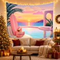 thumbnail image 3 of Ocean Waves Tropical with Sunset Overlooking Infinity Pool, Mystical Fantasy for Space Lovers, Galaxy Room Decor, Mother'S Day Gift, Tapestry Wall Hanging for Bedroom and Dorm, 3 of 7