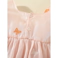thumbnail image 4 of Arvbitana Baby Girls Short Sleeve Square Collar Casual Dresses + Hat Summer Bow Decoration Butterfly Print A-Line Party Princess Dress 9M-3T, 4 of 9