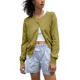 thumbnail image 1 of FOCUSNORM Cardigan Léger en Tricot pour Femmes Couleur Unie Manches Longues Col Rond Fermeture à Boutons devant, 1 of 3