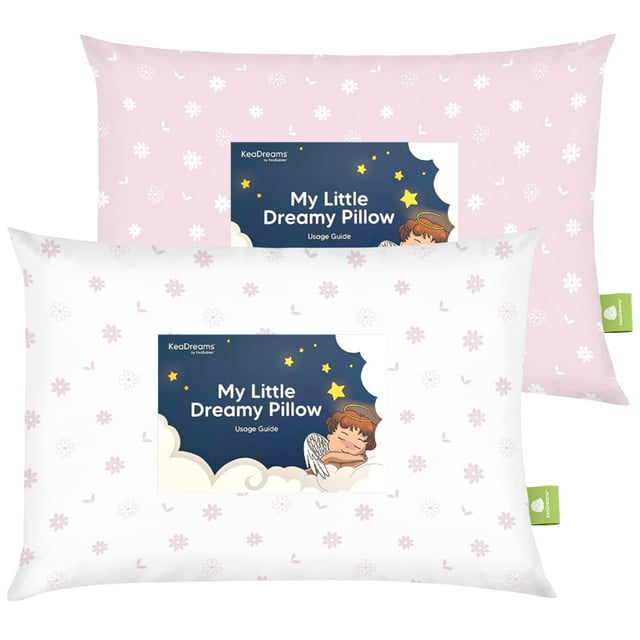 Almohada para niños pequeños KeaBabies, algodón orgánico suave, 33 x 45 cm, paquete de 2