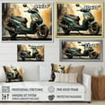 thumbnail image 4 of Designart "Cafe Racer Green Scooter" Transportation Floater Framed Canvas Print, 4 of 7