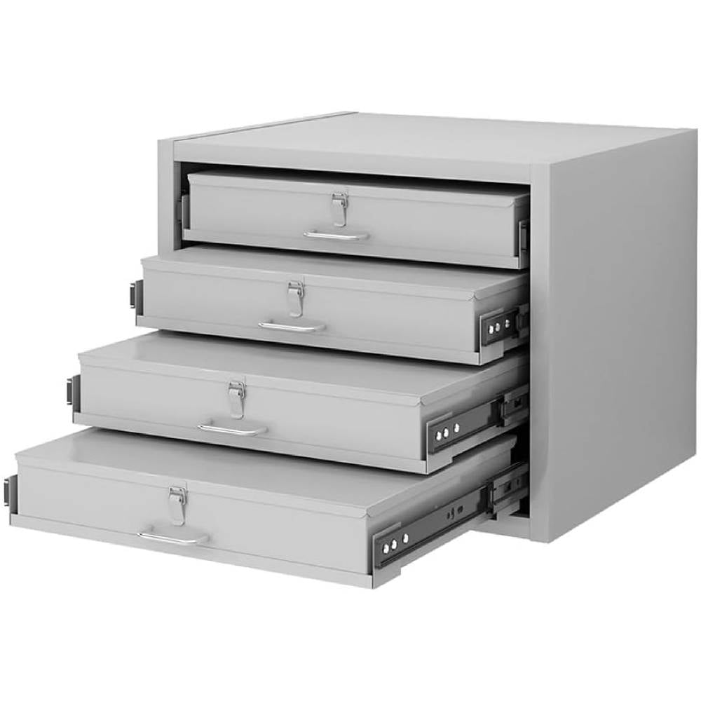 Yeeoy Steel Compartment Box Rack with 4 Adjustable Divider Compartment Boxes, Parts Cabinet Bolt and Nut Tool Box, Metal Storage Drawer Organizer for Tool Hardware