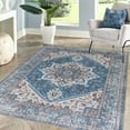 thumbnail image 2 of JML Area Rug 3'x5' Retro Accent Non-Slip Indoor Carpet Blue & Grey Floral Foldable Rugs for Living Room Bedroom Office Home Decor, 2 of 5