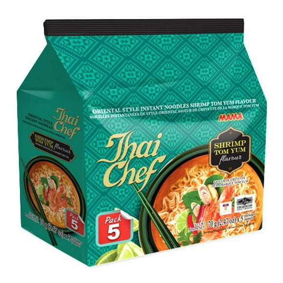 Thai Chef Instant Noodles Shrimp Tom Yum Flavour, 5 X 70 g