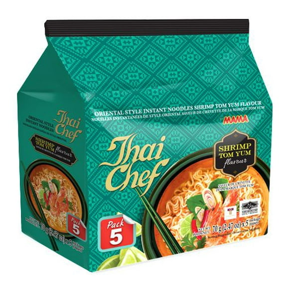 Thai Chef Nouilles instantanées saveur de crevette de la marque tom yum 5 X 70 g