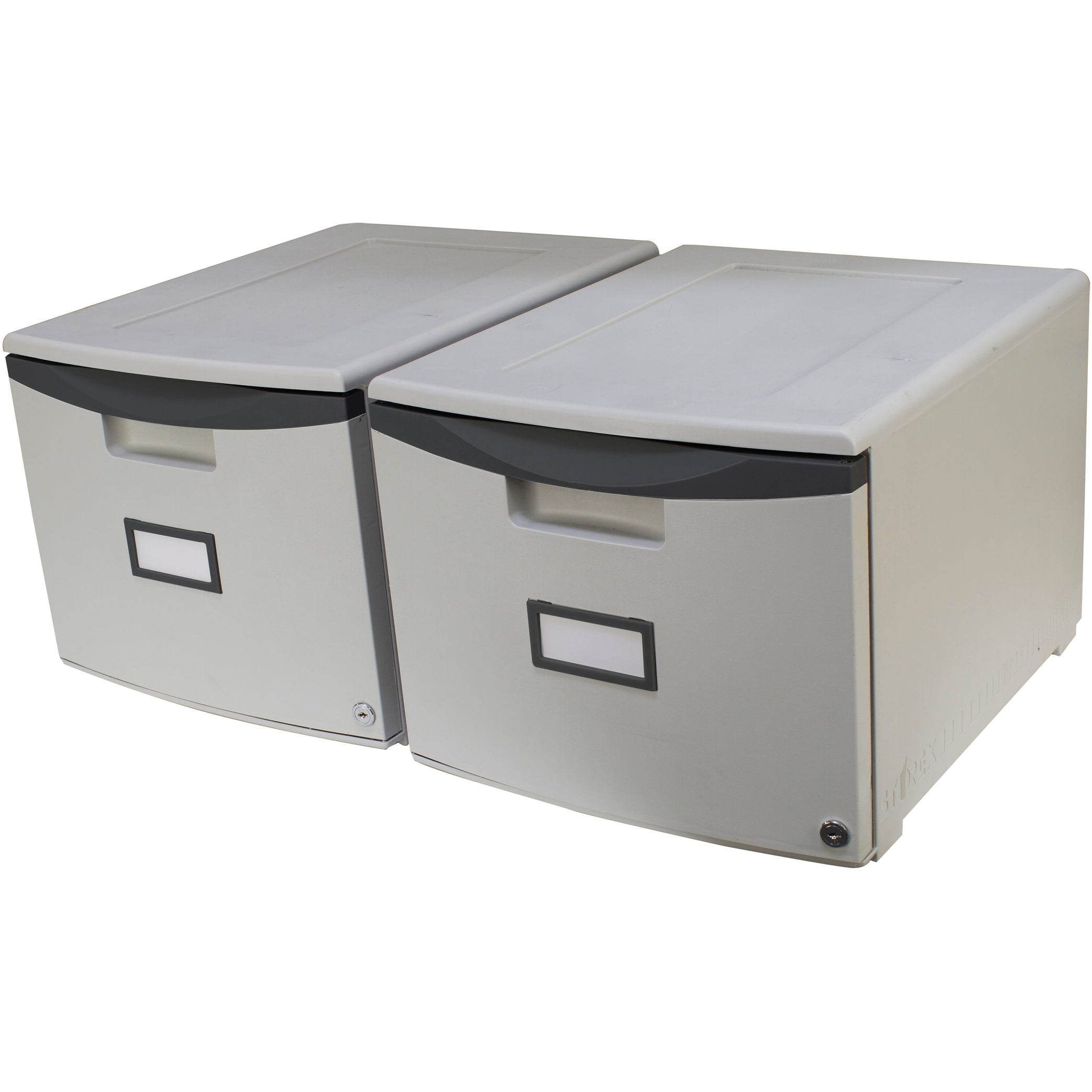 X Single Drawer Mini File Cabinet Lock Grey Durable Plastic