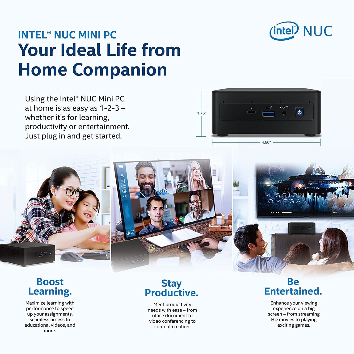 Intel NUC11PAHi7 Home ＆ Business Mini Desktop i7-1165G7 4-Core, 32GB RAM, 