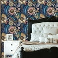 thumbnail image 2 of Peel and Stick Wallpaper Vintage Floral Feather Sunflowers Navy Blue Wall Mural 23.6in x 9.8ft Self Adhesive Removable Wall Paper Renter Friendly Wallpaper for Nursery Bedroom Cabinets, 2 of 8