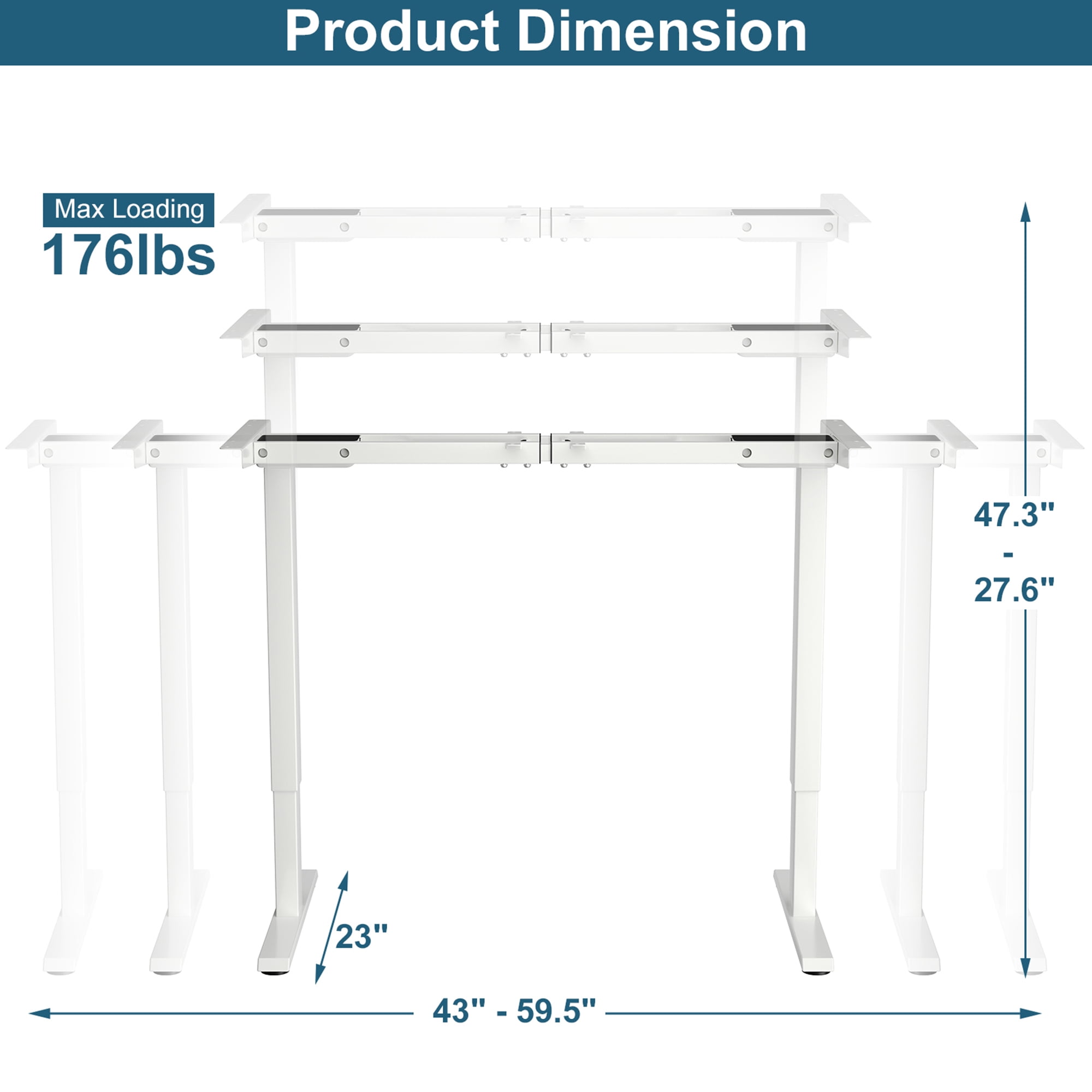 Gymax Dual-Motor Standing Desk Frame Workstation Base w/ Adjustable Height & Width White