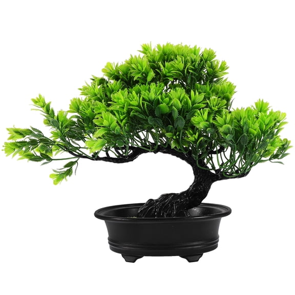 FENGGUIQU Reusable Artificial Pine Bonsai Tree Green Plastic Plant for Desk, Bedroom, Living Room Decor and Office Space