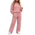 thumbnail image 3 of 2 Piece Lounge Sets for Women Long Sleeve Hoodies Wide Leg Sweatpants Pocket Wide Leg Pants Vacation Travel Matching Sets Women Clothing, 3 of 10