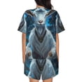 thumbnail image 6 of Uemuo Forest Meditating Goat Pattern Women's Short-Sleeved Pajama, Button-Front Loungewear, 2-Piece Summer Sleepwear, Elastic Drawstring Shorts-4X-Large, 6 of 7