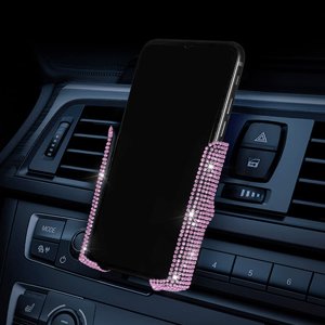 Porte-téléphone de voiture Bling, SUNCARACCL 360 Degrees Ajustable Crystal Auto Support Téléphone de voiture pour tableau de bord, pare-brise et Air Évent (puits)
