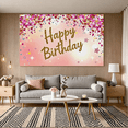 thumbnail image 5 of Pink and Gold Glittery Happy Birthday Banner with Balloons and Stars Background, Party Decoration, Birthday Party Supplies, Photography Props, Backdrop Decor for Celebrations, 5 of 7