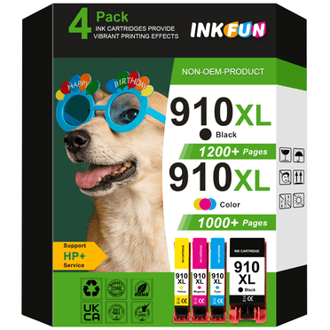 910 Ink Compatible for HP 910 Ink Cartridges for Printer 910 HP Ink for 8025e 8025 8020e 8020 8035e 8028e (Black Cyan Magenta Yellow, 4 Pack)