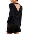thumbnail image 4 of Feancey Women's Sequin Dressy Tops Sparkly Glitter Long Sleeve T Shirts Cocktail Party Backless Elegant Tunics Round Neck Loose Shiny Blouse Black XXL, 4 of 7