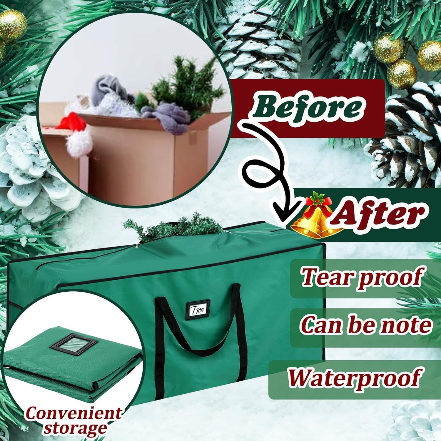 BN-LINK 7.5ft Christmas Tree Storage Bag, Green photo 2