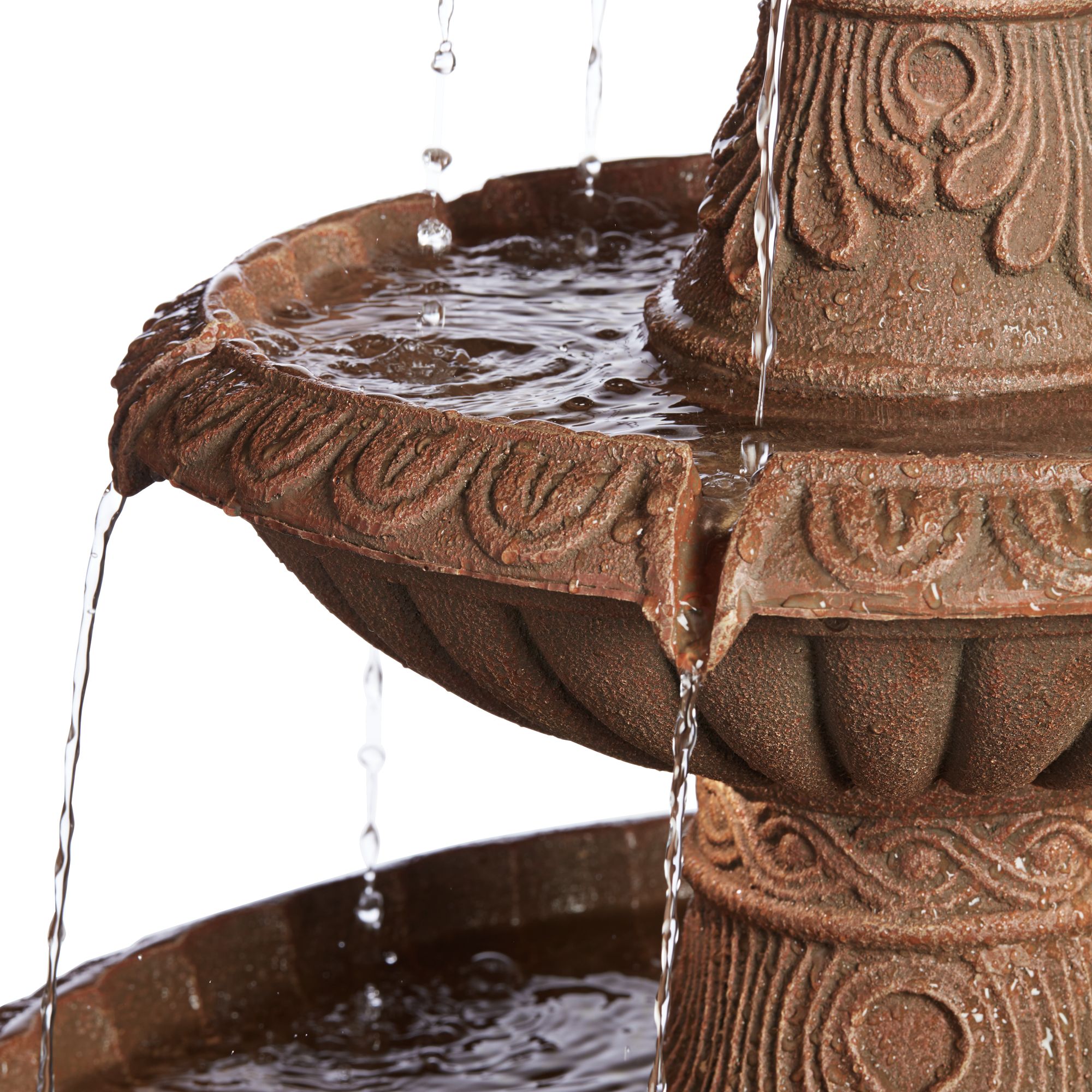 Santa Cruz 45 3/4" High Large Italian Outdoor Decor Faux Stone Floor Fountain with Light LED 3-Tier Outside
