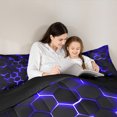 thumbnail image 4 of Manfei Geometric Hexagon 7-Piece Twin Bedding Sets,Minimalist Geometric Honeycomb Bedding Comforter Set,Black Purple Sheet Sets For Boys,Super Cozy Room Decor Reversible, 4 of 8