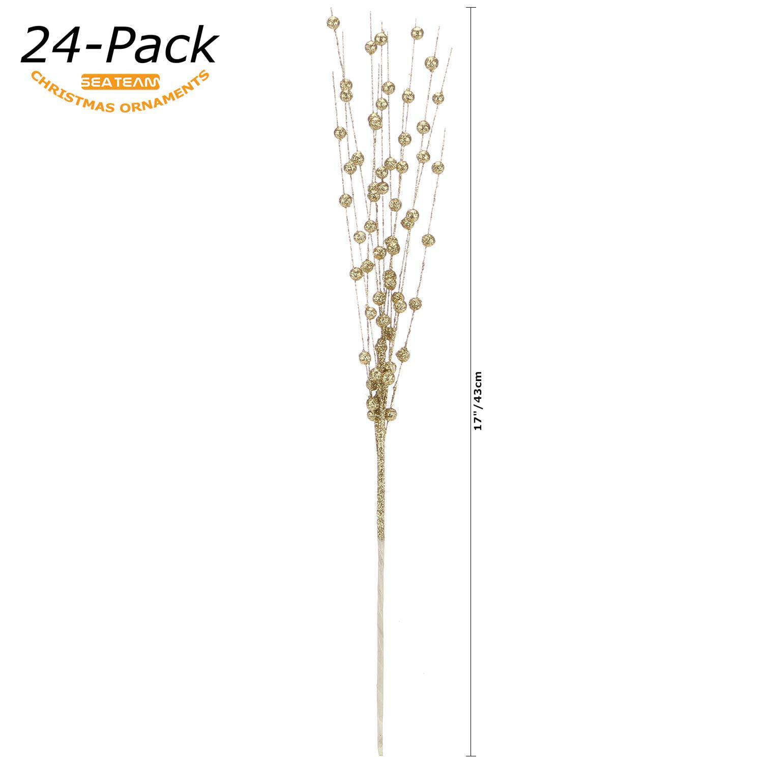 3 Glittery Gold Full Branches Floral Stems Sprays 14” Tall & Up To 14”  Wide, New