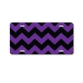 thumbnail image 1 of DistinctInk Custom Aluminum Vanity License Plate for Front of Car - Black Purple Chevron Stripes, 1 of 2
